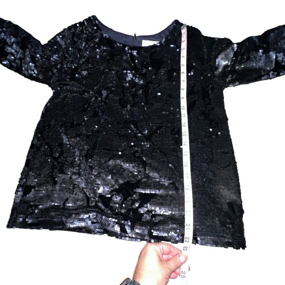 J.O.A. LOS ANGELES NAVY BLUE SEQUIN VELVET CREW NECK SWEATER BC2965 SMALL SHINY - Picture 6 of 9